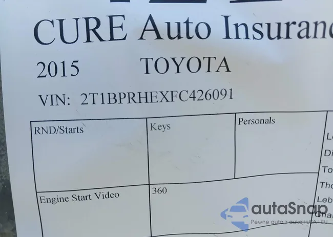 2T1BPRHEXFC426091: 42116619