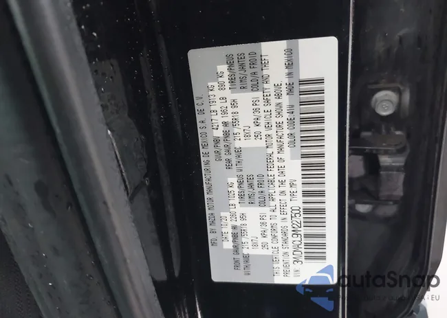 3MVDMACL9MM227500: 42116815