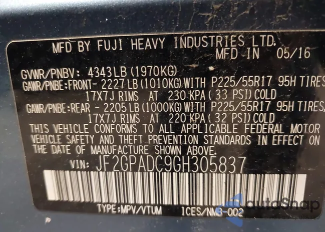 JF2GPADC9GH305837: 42116870