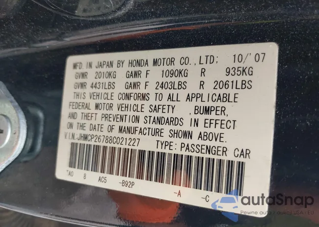 JHMCP26788C021227: 42117027