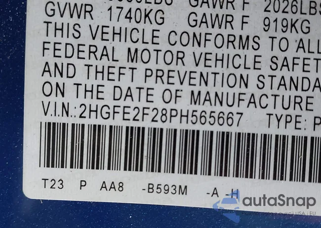 2HGFE2F28PH565667: 42116308