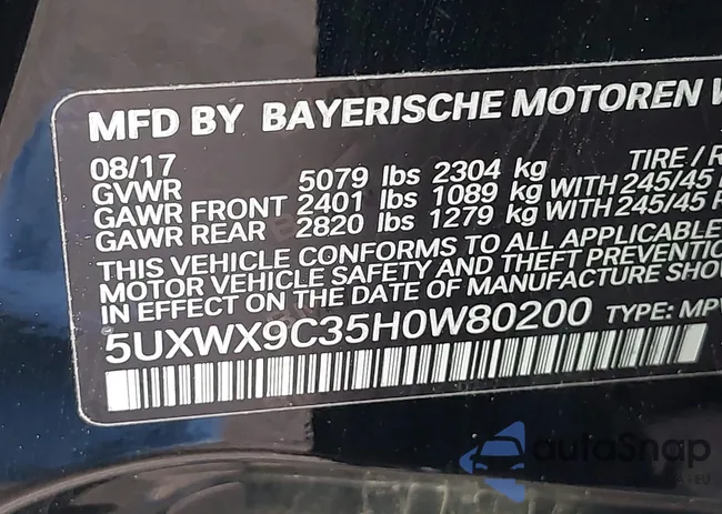 5UXWX9C35H0W80200: 42117600