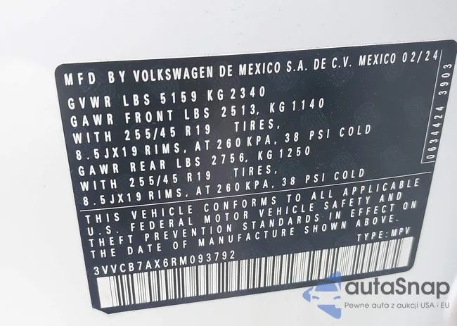 3VVCB7AX6RM093792: 42117670