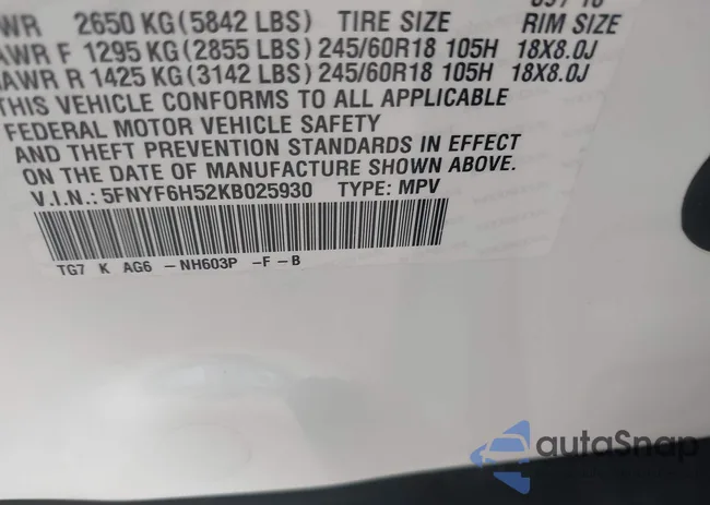 5FNYF6H52KB025930: 42117673