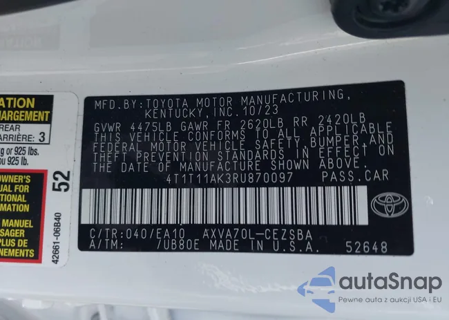 4T1T11AK3RU870097: 42117803