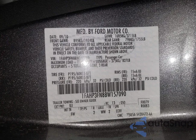 1FAHP3FN8BW157090: 42117818