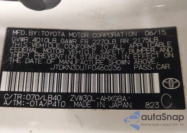 JTDKN3DU1F0460236: 42117917