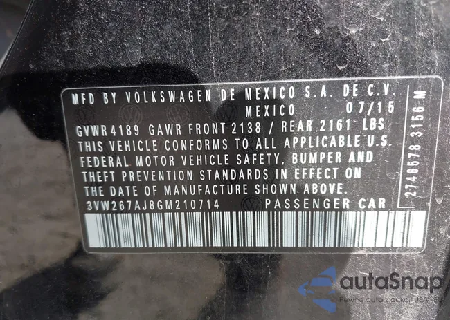 3VW267AJ8GM210714: 42118152