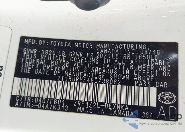 2T1BURHE4GC738062: 42117204