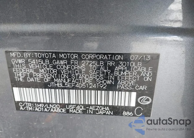 JTHBL5EF4D5124192: 42117321