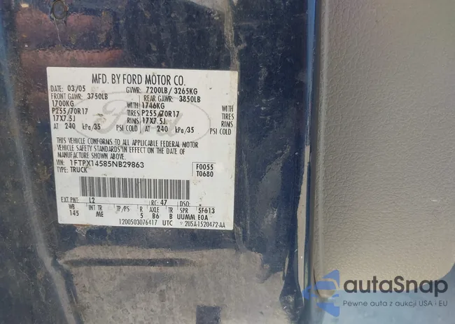 1FTPX14585NB29863: 42117501