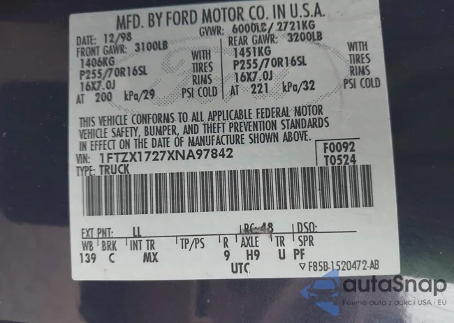 1FTZX1727XNA97842: 42118715