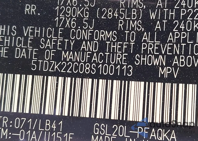 5TDZK22C08S100113: 42118757