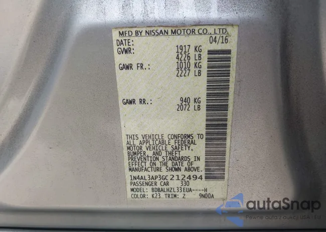 1N4AL3AP3GC212494: 42118810