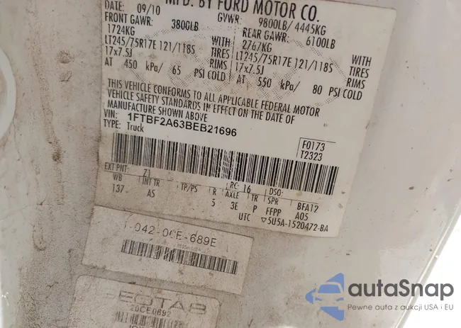 1FTBF2A63BEB21696: 42118911