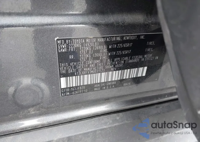 4T3L6RFV3MU031523: 42119079