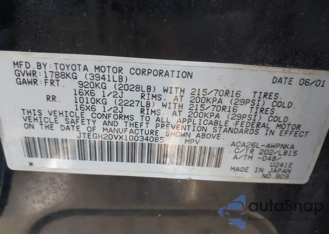 JTEGH20VX10034085: 42118379