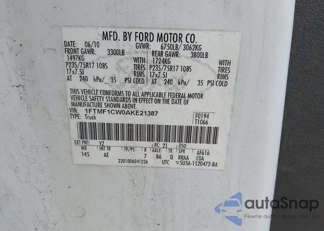 1FTMF1CW0AKE21387: 42118390