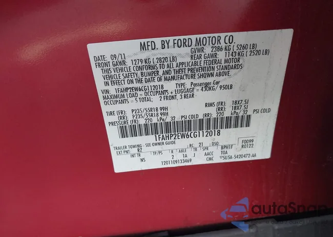 1FAHP2EW6CG112018: 42118444