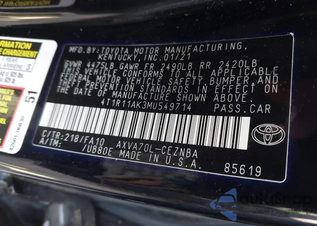 4T1R11AK3MU549714: 42119589