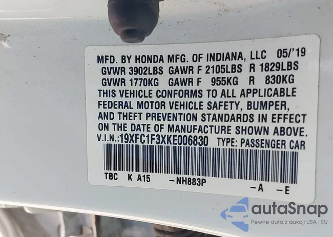 19XFC1F3XKE006830: 42119591