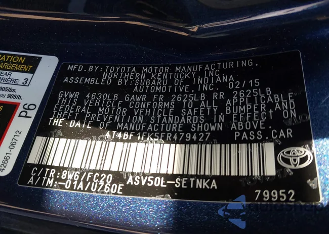 4T4BF1FK5FR479427: 42119840