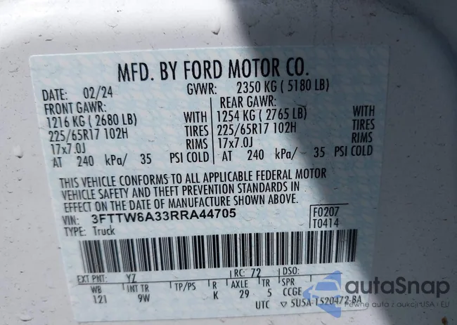 3FTTW8A33RRA44705: 42119896