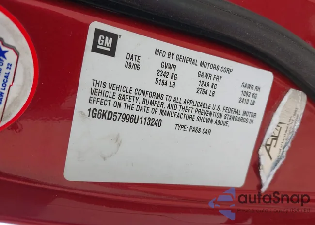 1G6KD57996U113240: 42120004