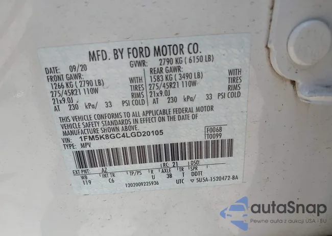 1FM5K8GC4LGD20105: 42119265