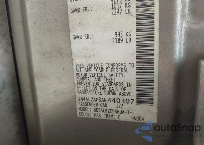 1N4AL2AP3AN440307: 42119308