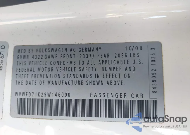 WVWFD71K29W146000: 42119430