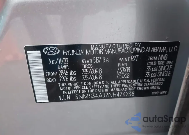 5NMS34AJ2NH476238: 42119497