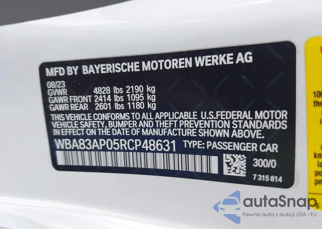 WBA83AP05RCP48631: 42120668