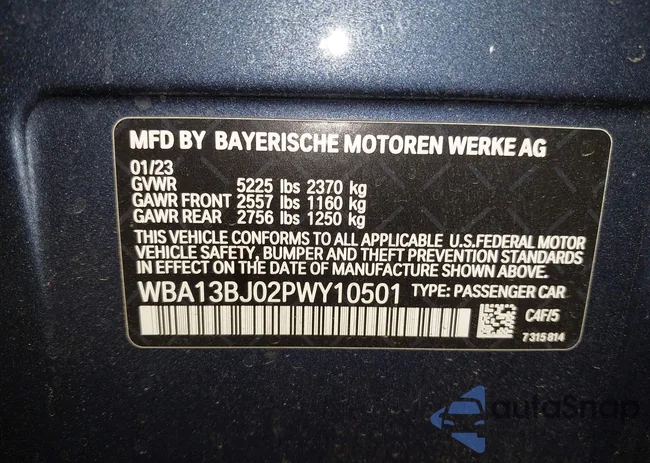 WBA13BJ02PWY10501: 42120795