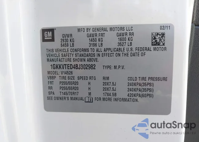 1GKKVTED4BJ302982: 42120960