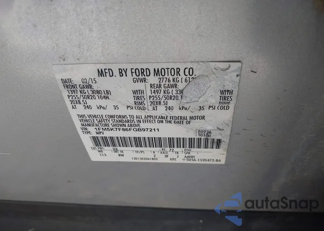 1FM5K7F86FGB97211: 42121121