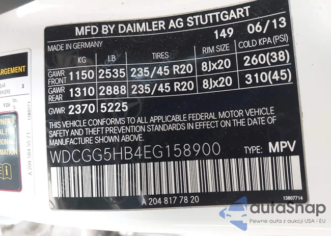 WDCGG5HB4EG158900: 42121151