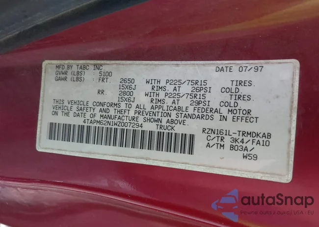 4TAPM62N1WZ007294: 42120182