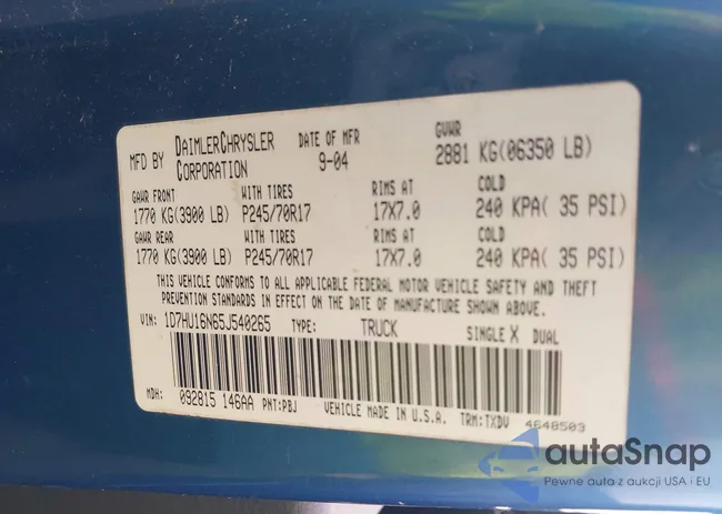 1D7HU16N65J540265: 42120409