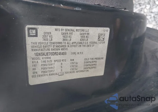 1GNSKJE76DR246459: 42121691