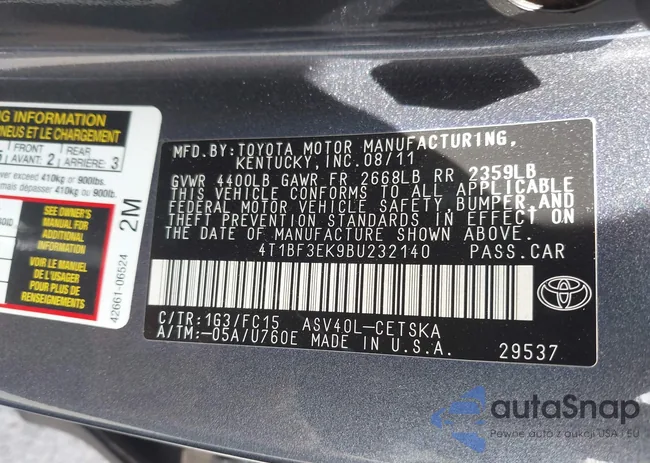 4T1BF3EK9BU232140: 42121778