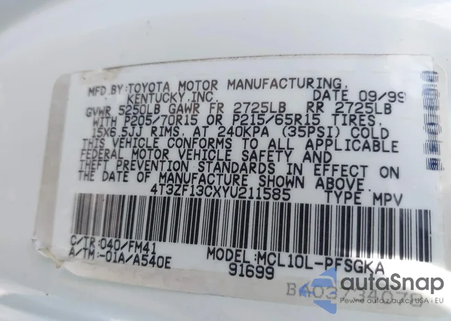 4T3ZF13CXYU211585: 42121998