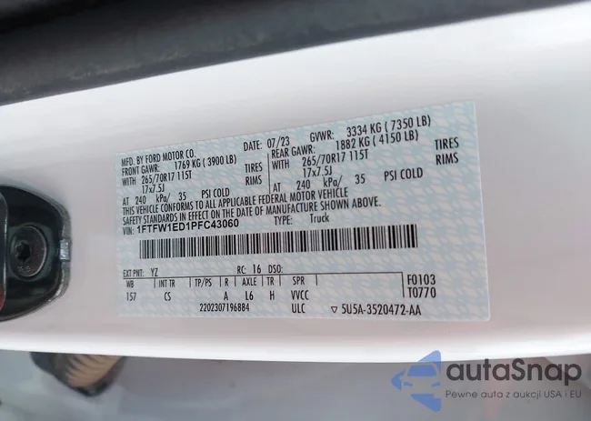 1FTFW1ED1PFC43060: 42122030