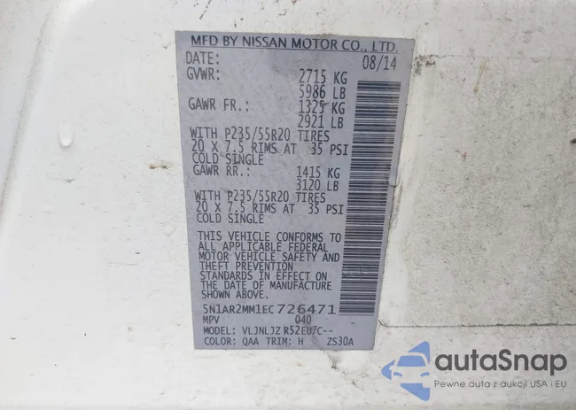 5N1AR2MM1EC726471: 42121426