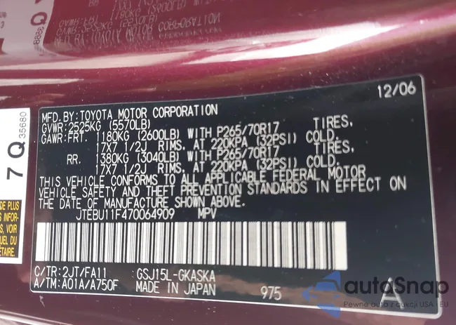 JTEBU11F470064909: 42121515