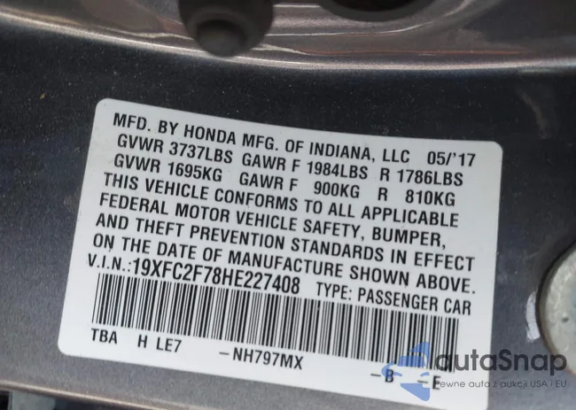 19XFC2F78HE227408: 42122570