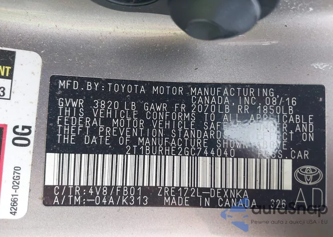 2T1BURHE2GC744040: 42122657