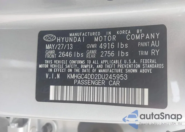 KMHGC4DD2DU245953: 42122704