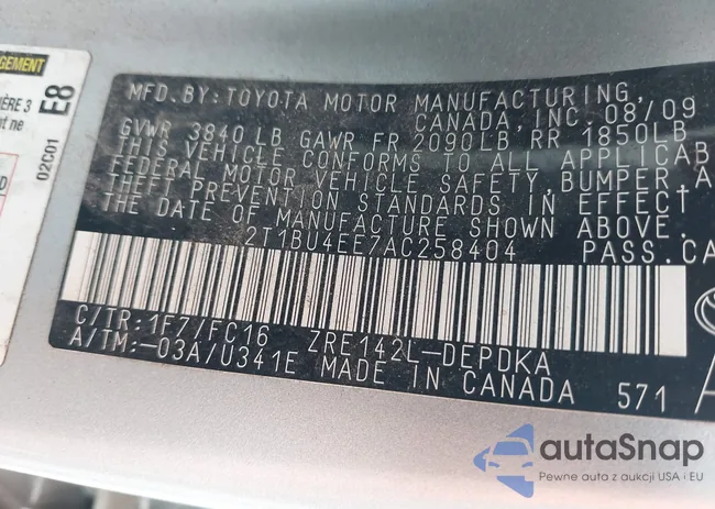 2T1BU4EE7AC258404: 42122934