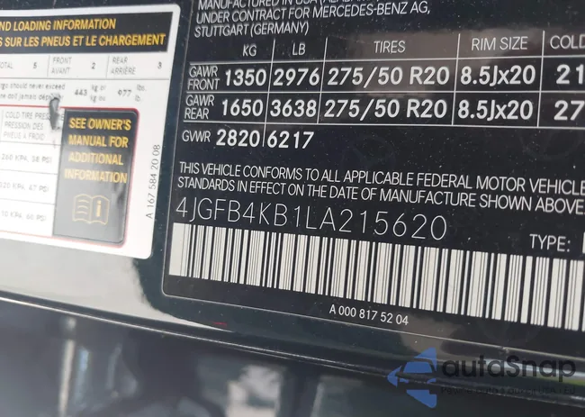 4JGFB4KB1LA215620: 42123127